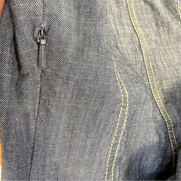 ZAPPELLE CUSTOM Medium Wash Denim Blue Cap Sleeved Pleated Trapeze Dress Sz XL - Picture 13 of 14